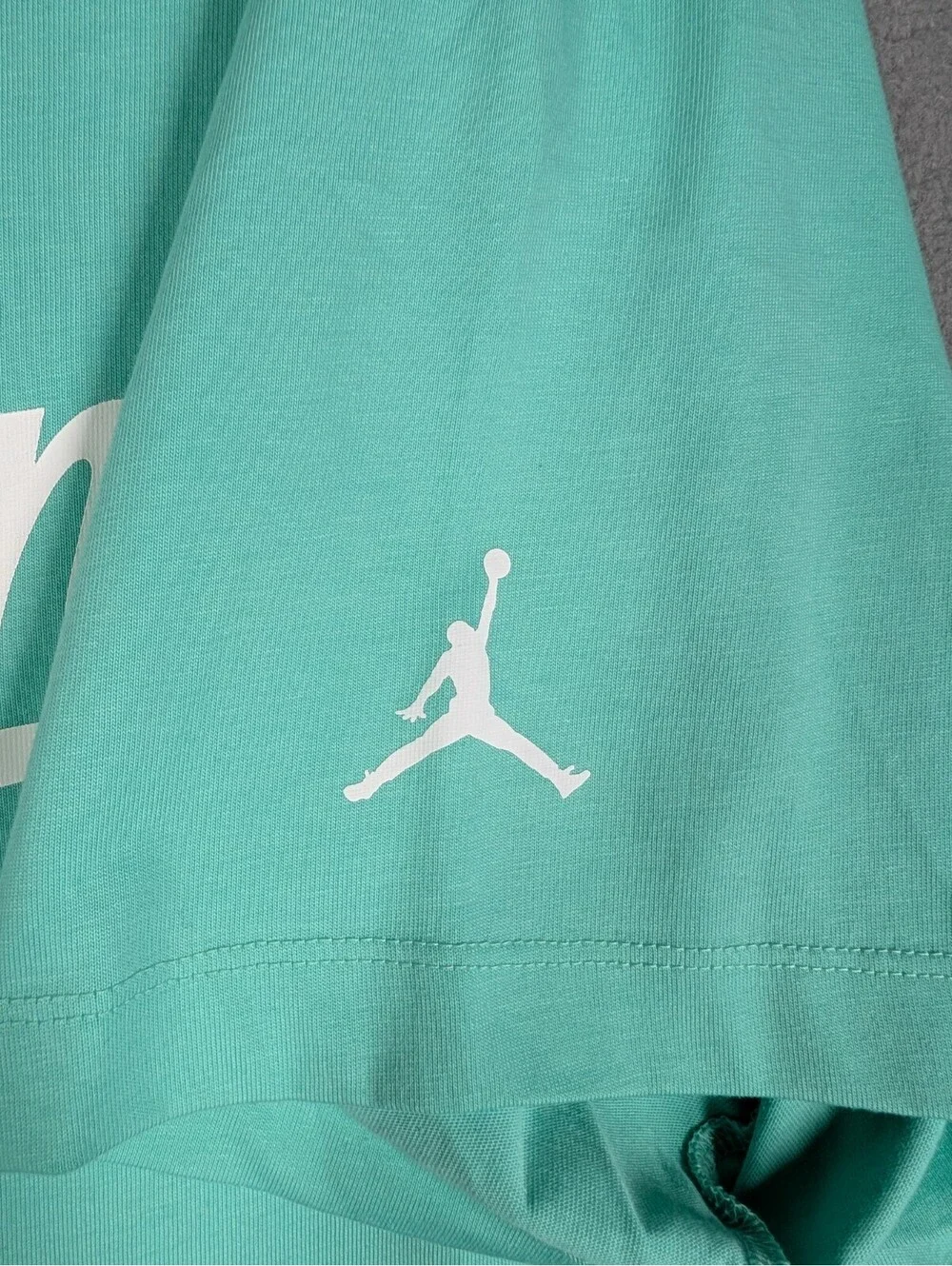 Jordan Mens XXL Aqua White Script Logo Graphic T Shirt Athletic Streetwear